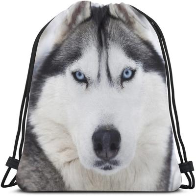 China Waterproof Cute Pet Drawstring Backpack With Funny Pug Face Eyes Fashion Design for sale