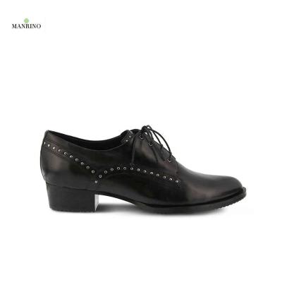 China Women Leather Casual Oxford Unit Of Real Leather Studs Hand Made Athletic Shoes Studs Decor MANRINO-0168 Rubber Sole Lace Up Elegant Women Office Shoes For Office Lady desk for sale