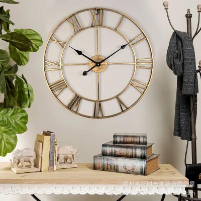 China Antique Style Custom Size Retro Vintage Large Silent Non Ticking 31 inch round numerals wall hanging iron oversize Wall Clock for coffee bar for sale