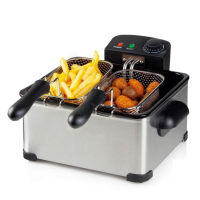 China Household 4L 2000W Stainless Steel Basket Electric Deep Fryer with Adjustable Temperature Deep Fryer for sale