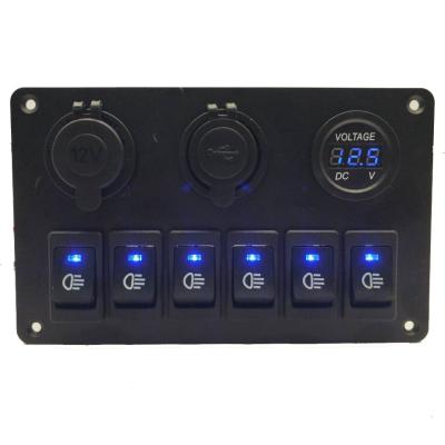 China Top Sale 12-24V Waterproof Marine Bus Boat ON OFF Rocker Switch Panel with Car charger Digital voltmeter for sale