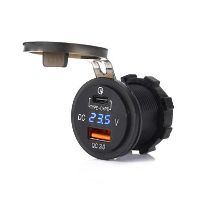 China Universal Cigarette Lighter Car Charger USB Vehicle DC12V-24V Voltmeter 2 Port Power Socket Dual USB QC 3.0 Charger for sale