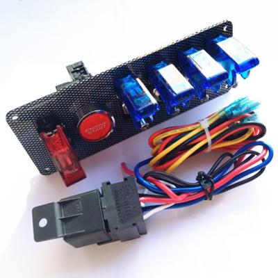 China 12V Racing Race 4 Blue& 1 Red LED Toggle Switch Button Panel Engine Start for sale