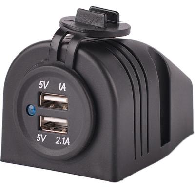 China DC 12V 24V black USB socket charger with black tent housing for sale