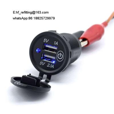 China 12V 24V Dual USB Outlet 3.1A Port Socket Charger DS2013n New Touch Switch ON-OFF Control for sale