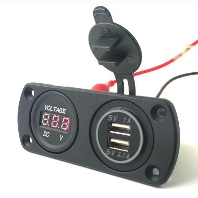 China Car Boat Application 3.1A USB Charger and Voltmeter Combination Socket With Color Led for sale