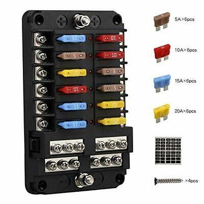 China 12 Way Car Fuse Box Blade Fuse Block Holder Screw Terminal W/Negative Red Indicator 12N for sale