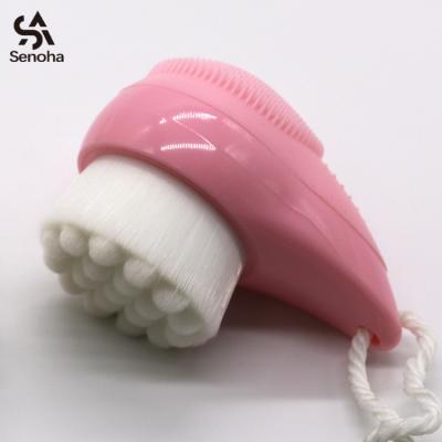 China Dual Soft Silicone Massage Professional Facial Cleansing Brush for sale