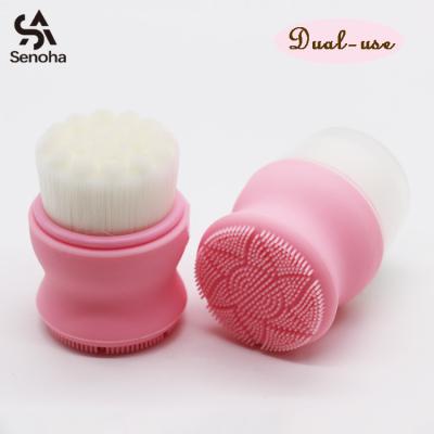 China Newest Super Soft Silicone Massage Silicone Dual Use Deep Cleansing Facial Cleansing Brush for sale