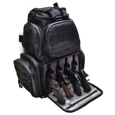 China Custom Polyester OEM Logo 4-Pistol Backpack Gun Bag Gun Range Tactical Duffel Bag for sale