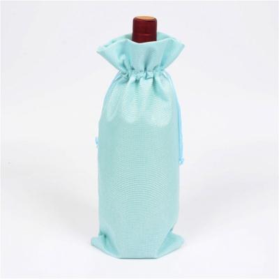 China Hot Selling Customized Design Logo Bottle Drawstring Wine Jute Bag for sale