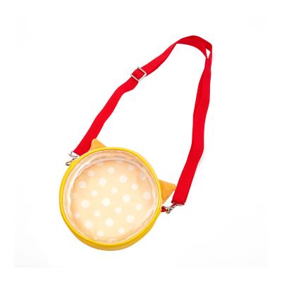 China Cute sling bag OEM custom design PU leathe label pin display insert pad plush ear with round sling shoulder AIE bag girls clear pvc window for sale