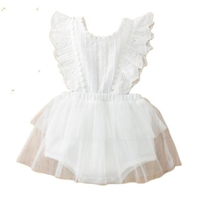 China Breathable White Dresses Summer Party Wear Children Clothing Girl Boutique Clothes Cotton Toddler Dress Baptism for sale