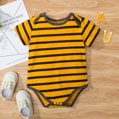 China Cozy Baby Clothes Summer Stripe Pattern Long Sleeve Full Length Snap Button Cotton Baby Rompers for sale