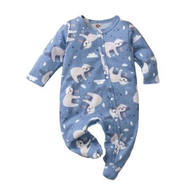 China Popular Cartoon Factory Direct Blue Long Sleeve Romper Baby Boutique Crawling One Piece Romper for sale