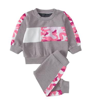 China Antibacterial In Running Flaming Bird Pattern Long Sleeve Girl Clothes Infant Sport Autumn Clothing Set for sale