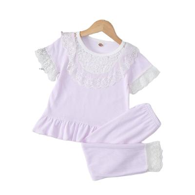 China Best Cute Selling Homewear Casual Girls Short Sleeve Pants Suit Baby Romper Set for sale