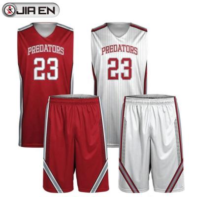 China Latest Youth Basketball Jersey Antibacterial Design Cheap Reversible Basketball Uniforms for sale