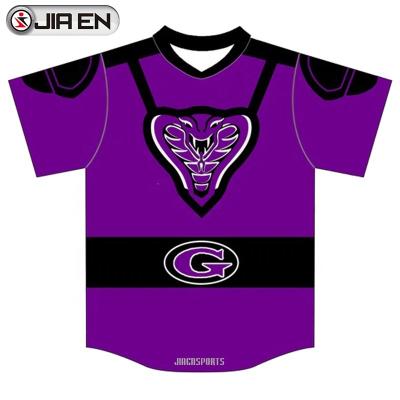 China Antibacterial Purple Single Button Up New Custom Design Full Sublimation Youth Baseball T Shirts for sale