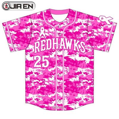 China Wholesale Antibacterial Women Baseball T Shirt Custom Design Digital Pink Camouflage Baseball T Shirt for sale