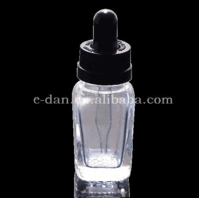 China Perfume square dropper glass bottle with child safe cap, empty essential oil glass bottle with pipette for sale