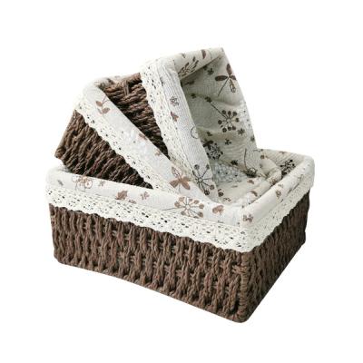 China Multifunctional Natural Material Household Organizer Storage Baskets Hand - Woven Home Storage Bins Organizing Baskets for sale