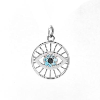 China Classic 925 Sterling Silver Rhodium Plated Hasma Crystal CZ Evileye CZ Fashion Charm Jewelry Dangle Women for sale