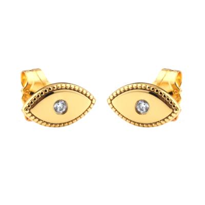 China Cute 925 Silver Jewelry Gold Plated Eye Earrings Stud Cross Stone CZ Stone Eye Round Heart Clover Stud Stud Women for sale