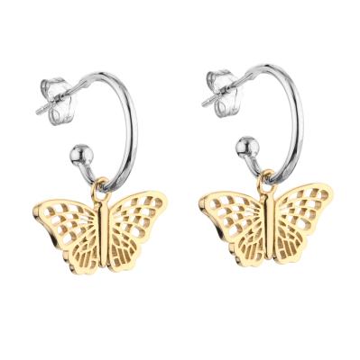 China FASHIONABLE Gold Filled Jewelry 925 Sterling Silver Jewelry Gold Plated Butterfly Earrings Circle Earrings Women Earring Women for sale