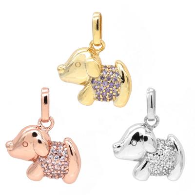 China Cute Crystal Zircon Necklace 925 Sterling Silver Puppy Dog Jewelry Pendant Jewelry for sale