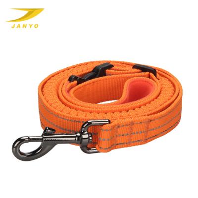 China Factory Stocked Custom Orange Reflective Line Design Retractable Nylon Dog Leash For Large Breed Dog for sale