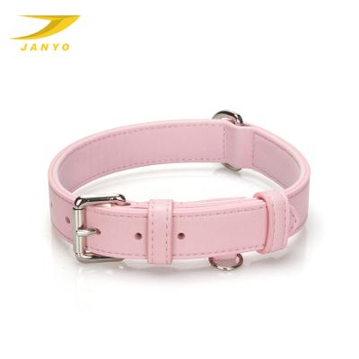 China Factory Wholesale Simple Viable And Fashion PU Leather Dog Collar Pink Leather Collar for sale