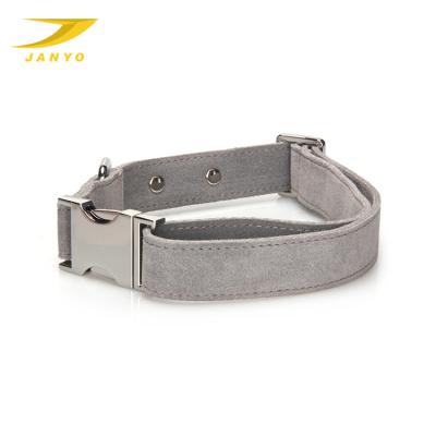 China Suede Leather Cowhide Dog Collar Durable Engraved Solid Dog Collar Classic Dog Collar for sale