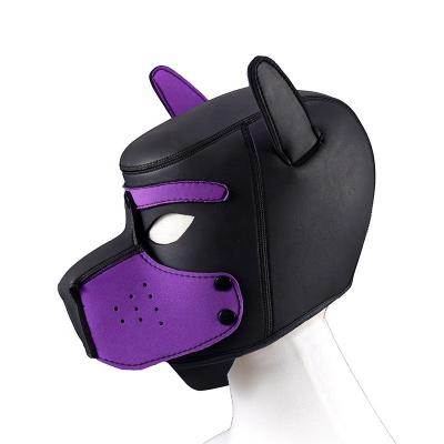 China Bondage SM Sexy Leather Adult Sex Supplies Puppy Blindfold Hood For Role Play Sex Games for sale