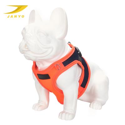 China Adjustable No Pull Dog Harness Mesh Breathable Soft Comfortable Reflective Easy Orange Nylon Dog Chest Harness for sale