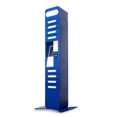 China Custom Cell Phone Blue 10 Laptop Doors and Tablet Lockers Cell Phone Charger Cabinet Locker Phone Charging Locker for sale