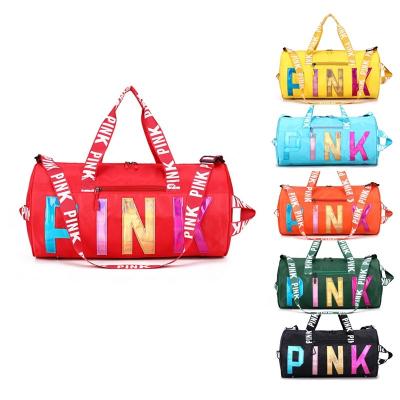 China Trending Pink Custom Made Tote Tote Duffle Bag Night Desiger Logo Foldable Sport Bag Trending Desiger Logo Foldable Sport Bag The for sale