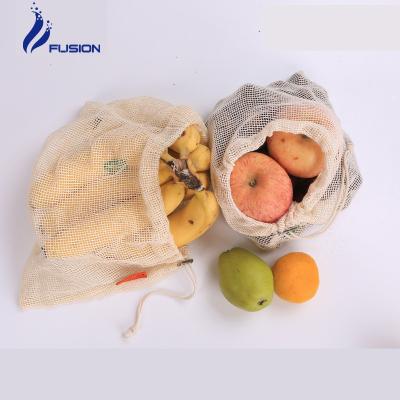 China Eco - Friendly Fruit Drawstring Bag Cotton Mesh Bag Cotton Net Bag for sale