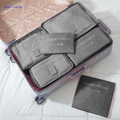 China NATIONAL Hot Sale Lightweight Blue Travel Organizer Bag Set Luggage Packing Clothes Waterproof 6 Packing Set Cubes for sale