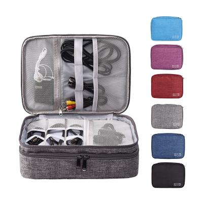 China Portable Electronic Digital Accessories Stored RPET Double Layers Storage Pocket Bags Travel Accessories Cable Organizer Bag For SD Card for sale