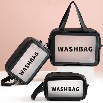 China NATIONAL 3 Piece Large Storage Waterproof Clear Plastic Makeup Cosmetic Bags Travel Bags Transparent Clear Toiletries Organizer Bags for sale