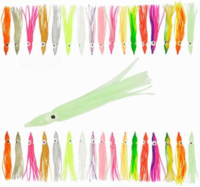 China For Fishing 4.53 Inch Squid Lure Custom Octopus Edges Rigged Squid Discovery Skirt Fishing Lure Soft Plastic Trolling Fishing Using Lumo for sale