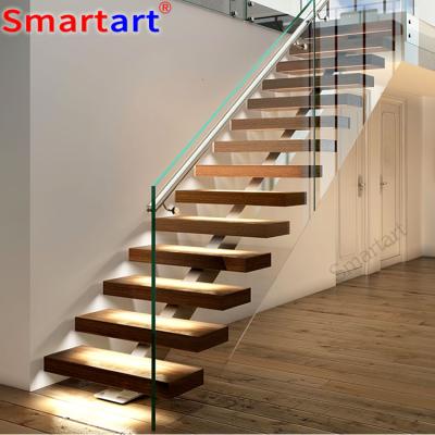 China Modern Cantilever Tread Stairs Single Stringer /Oak Staircase for sale