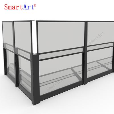 China Smartart Modern OPEN AIR GLASS WALL Movable Special Glass Sliding Balustrade Designed For Horeca Manual Sliding Rail System for sale