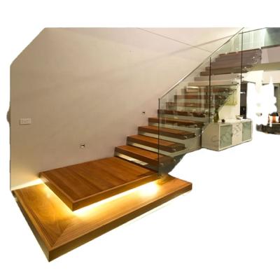 China Contemporary wooden staircase with mono rail 9001-12 for sale