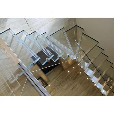 China 2022 Modern Smartart Porcelain Glass Balustrade Floating Stairs for sale