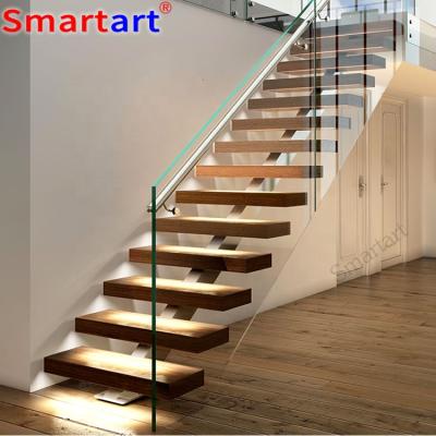 China Modern SmartArt 2022 Modern Floating Staircase Marble Step Design Straight Stairs for sale