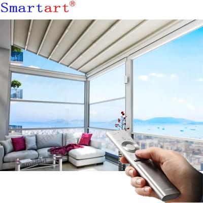 China 2022 Magnetic Screen Electric Vertical Sliding Glass Wall Motorized Partition Walls Glass Retractable Glass Wall for sale