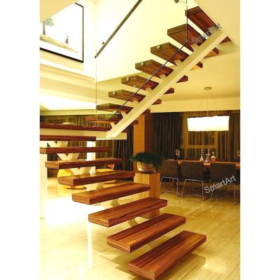 China 2022 Modern Factory Hot Sale Modern Smartart Design Stringer Wood Staircase Mono Indoor for sale