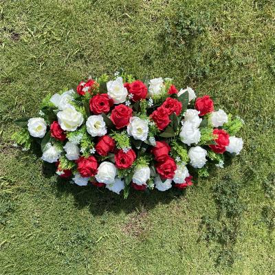 China Eco - Friendly Hot Selling Wedding Table Center Decorative Plants / Red Flowers And White Artificial Flower for sale